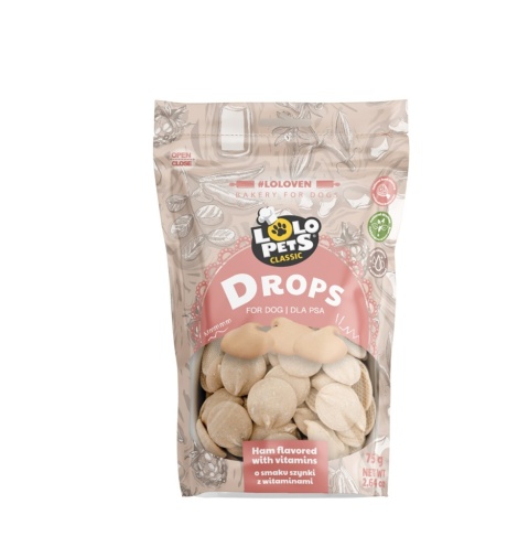 Dropsy o smaku szynki z witaminami 75g Lolo Pets