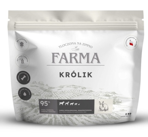 Farma Sucha karma dla psa KRÓLIK 2kg hipoalergiczna, tłoczona na zimno 2kg