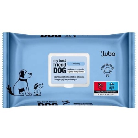 LUBA my best friend DOG Nawilżane chusteczki do oczyszczania i ochrony skóry sierści 60szt