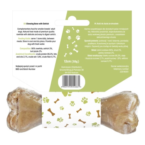 Lovi Food Chewing Bone with Ostrich S - kość do żucia dla psa, ze strusiem 12cm 55g