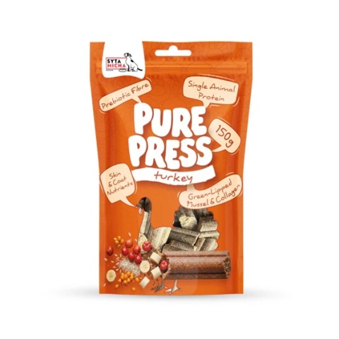 SYTA MICHA Smaczki tłoczone na zimno dla psa Pure Press Turkey 150 g