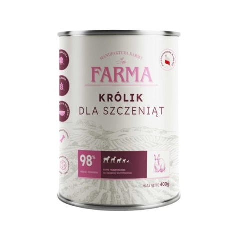 Farma Select Monobiałkowa karma mokra Królik dla szczeniąt 400g