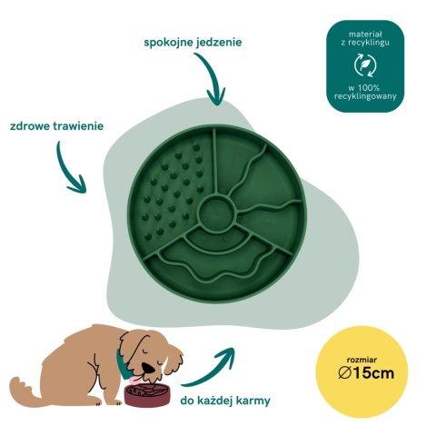Fiboo Slow fiboowl mini - miska spowalniająca 15 cm BUTELKOWA ZIELEŃ