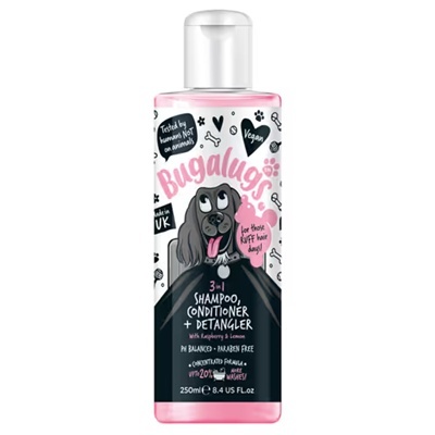 Szampon, odżywka i rozkołtuniacz dla psa o zapachu maliny z cytryną - 250ml Bugalugs 3in1 Shampoo Conditioner & Detangler